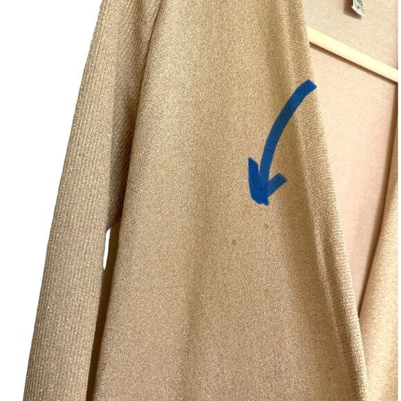 Diane Von Furstenberg DVF Gold Metallic Lightweight Jacket M Silk Cashmere - Picture 6 of 6